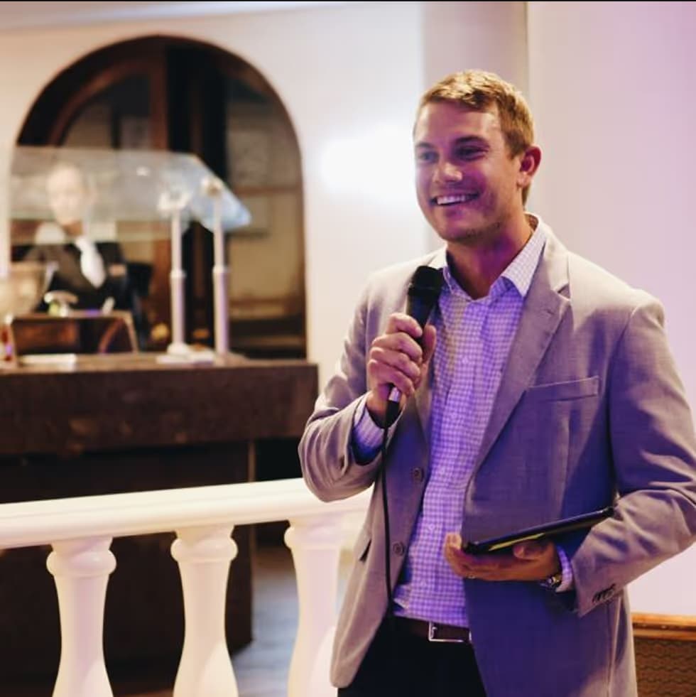 Austin Talbot speaking at an event
